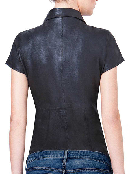 Ignore - FEATHER LIGHT LEATHER BUTTON-UP - AS by DF