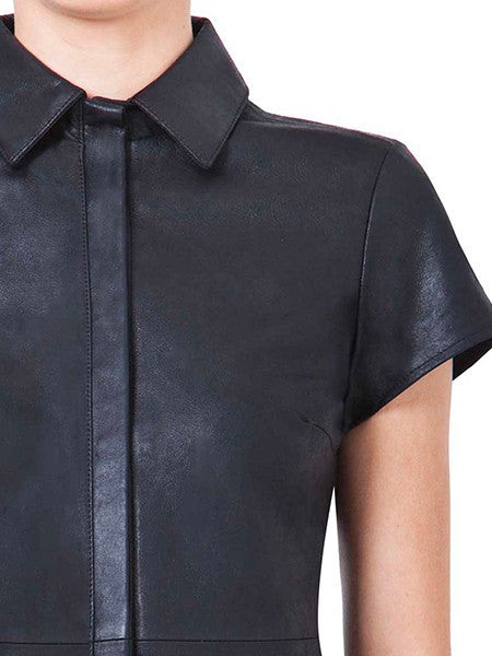 Ignore - FEATHER LIGHT LEATHER BUTTON-UP - AS by DF