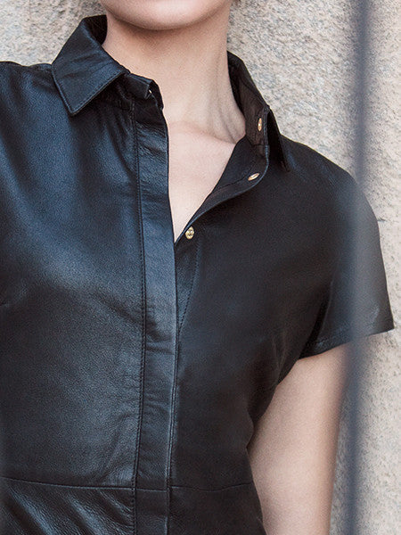 Ignore - FEATHER LIGHT LEATHER BUTTON-UP - AS by DF